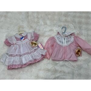 Vintage Cradle Togs Pink Lace Baby Dress w/Tags And Windbreaker Jacket Lot